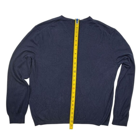 Banana Republic Navy Silk Cashmere V-Neck Sweater L Soft Luxe Classic Large - Picture 9 of 11